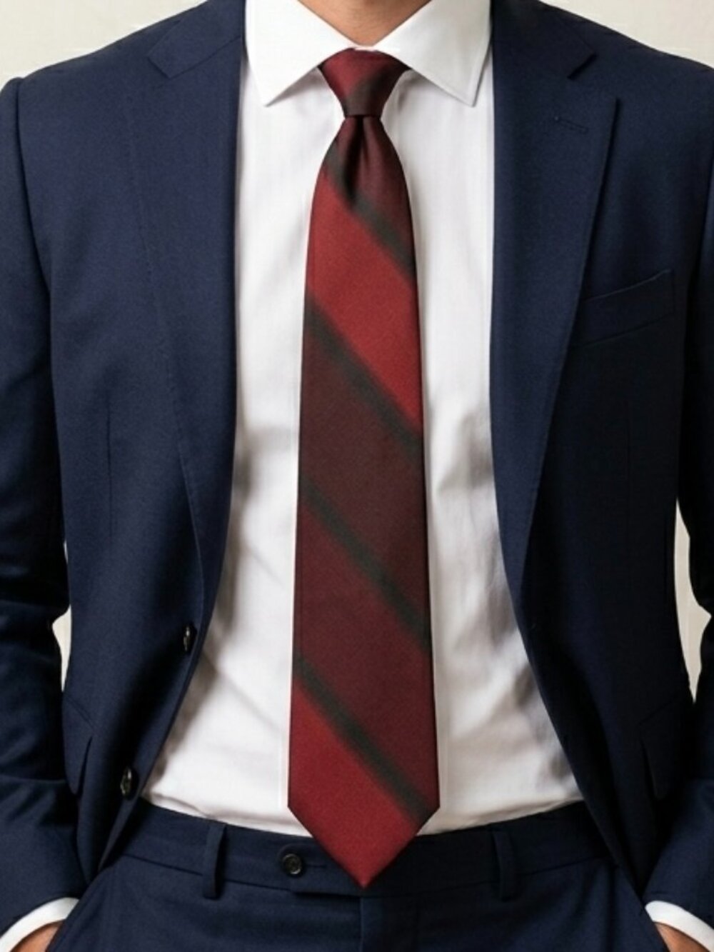 Vintage ACWA Union Made Swiss Weighted Silk Red Black Stripe Necktie 54"
